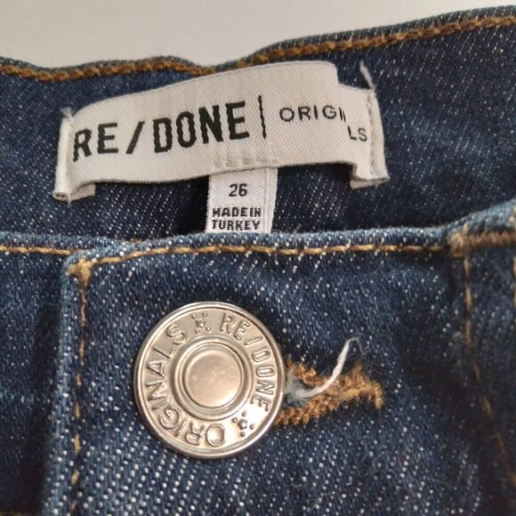 Re / Done Originals Sz 26 'Ultra High Rise Ankle Crop' Dark Wash - Picture 6 of 11